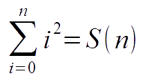 S n equals the sum from i equals 1 to n of i squared.